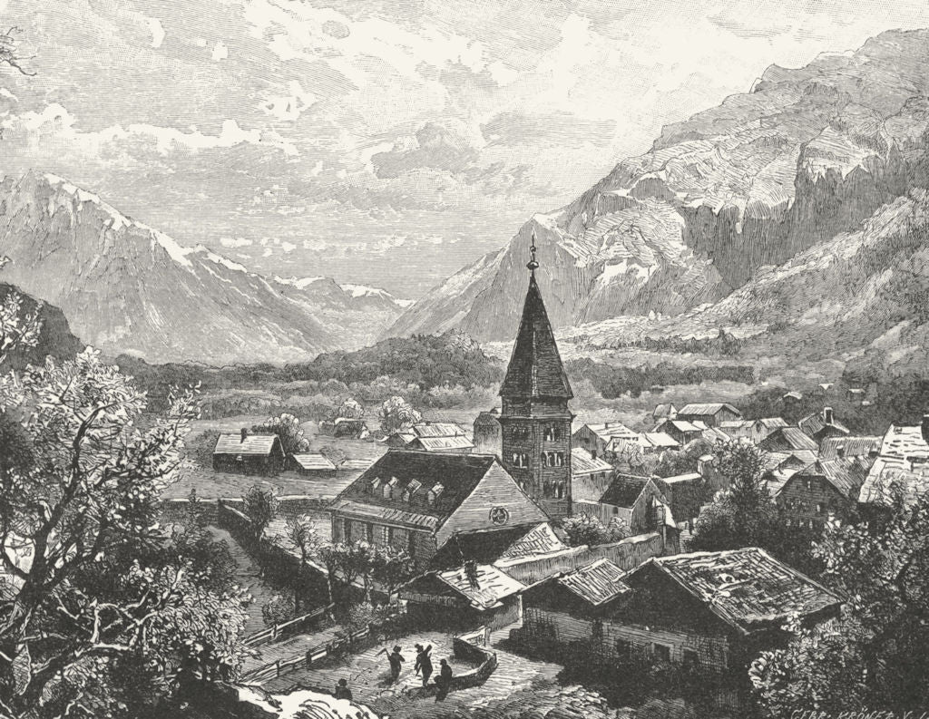 SWITZERLAND. Meiringen 1891 old antique vintage print picture
